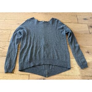 Only Mine Knit Sweater M Grey Wool Cashmere Blend Zip Back Long Sleeve